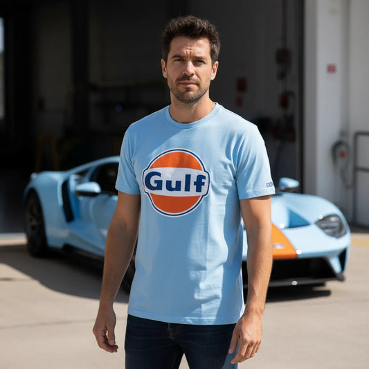 Camiseta Gulf Gran Logo Azul Cielo